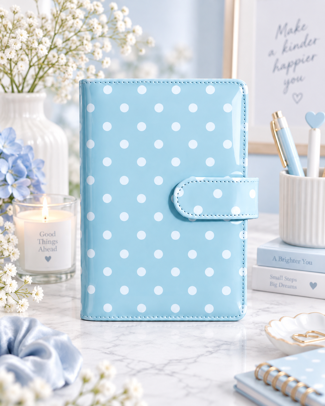 A6 Dotted Binder - sky blue