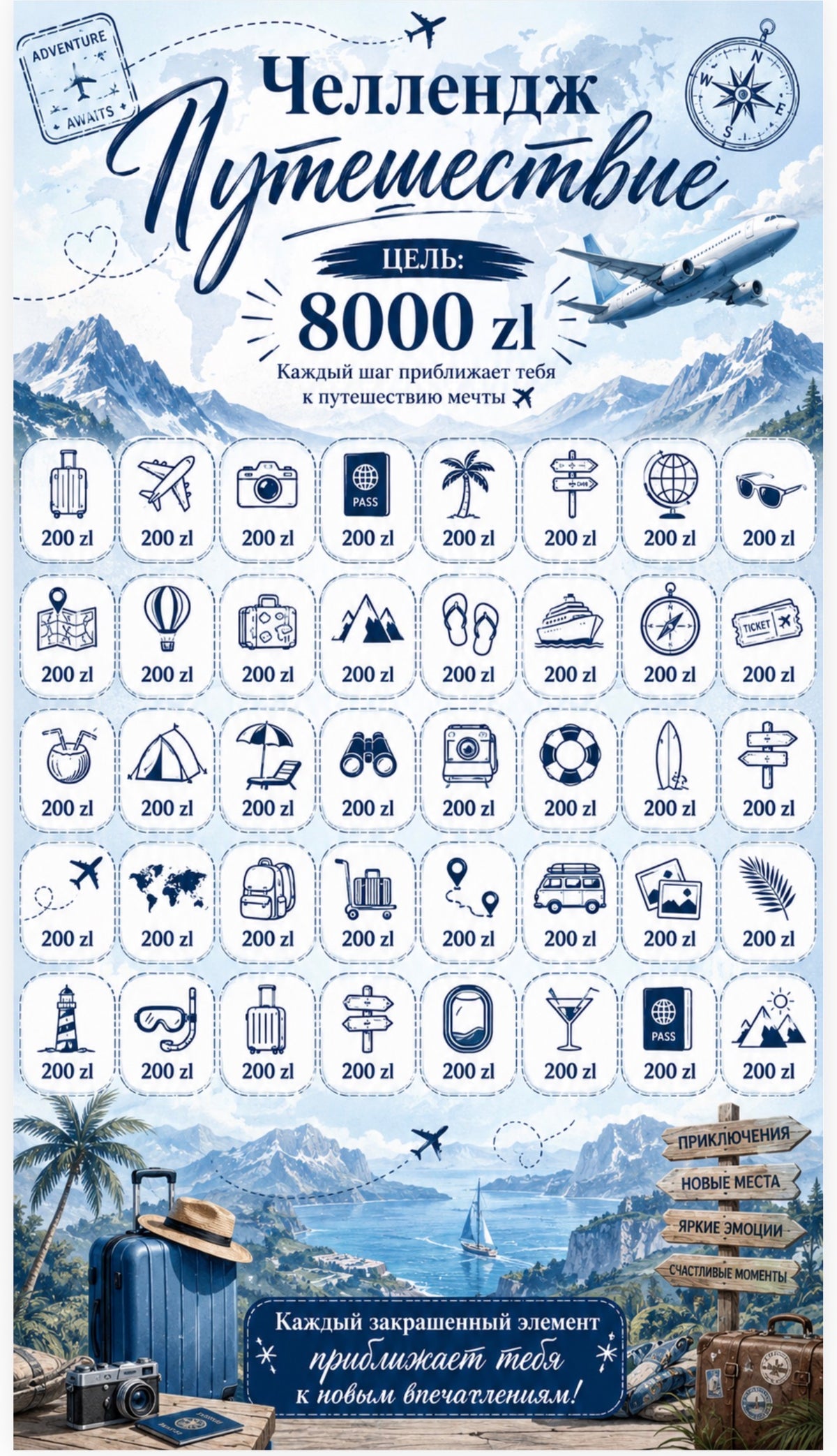 Wyzwanie oszczędnościowe „Podróż – 8000 zł”