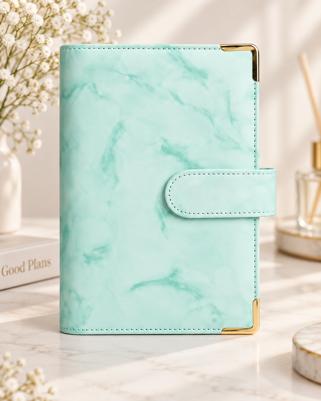 Miętowy marmurkowy Budget Binder – okładka A6 М’ятний мармуровий Budget Binder – обкладинка A6