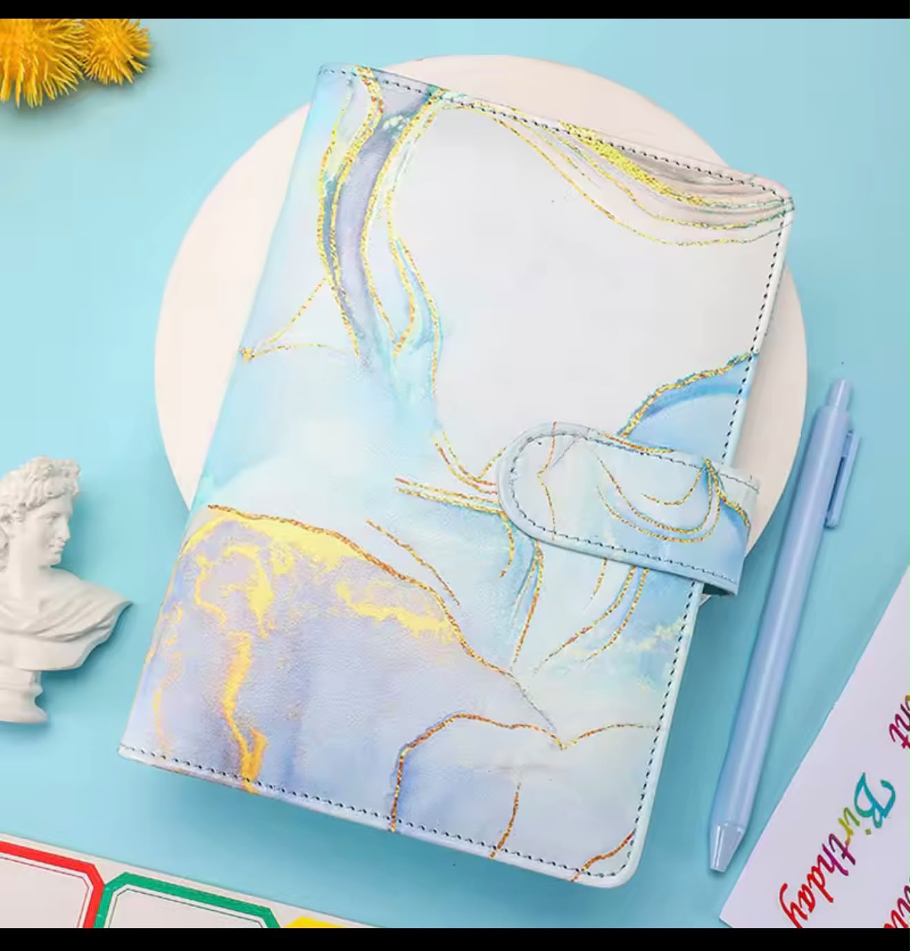 Binder A6 Marmur – Błękitny